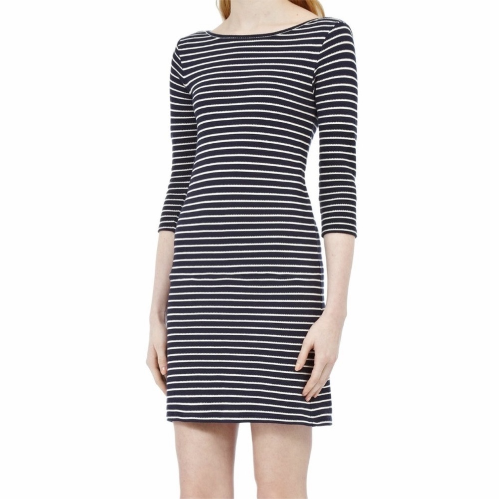 Reiss Quarter Length Sleeves Striped Mini Dress - US 4